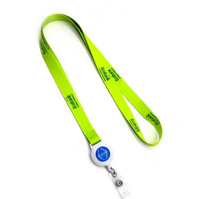 ½" Full Color Lanyards W/Round Economy Badge Reel