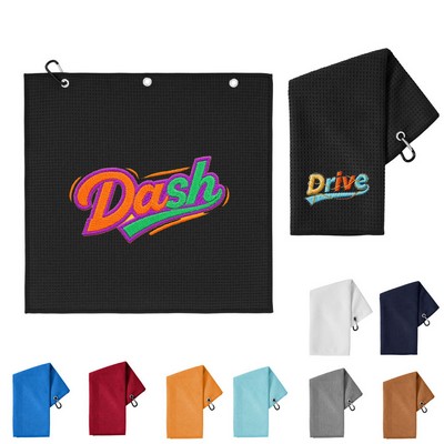 Texture Embroidery Golf Towel With Hook-3 Holes