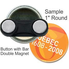 Custom Buttons - 1'' Round Button w/Bar Double Magnet