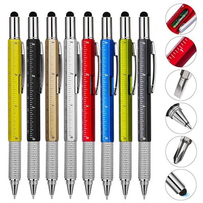 6" 1 Multitool Pen with Ruler Level Refills Screwdriver Stylus