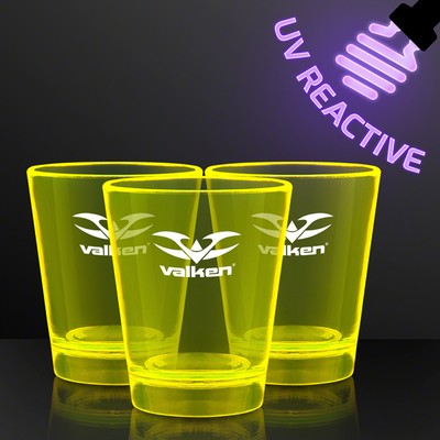 1.5 oz. UV Reactive Yellow Glow Shot Glasses - PRINTED